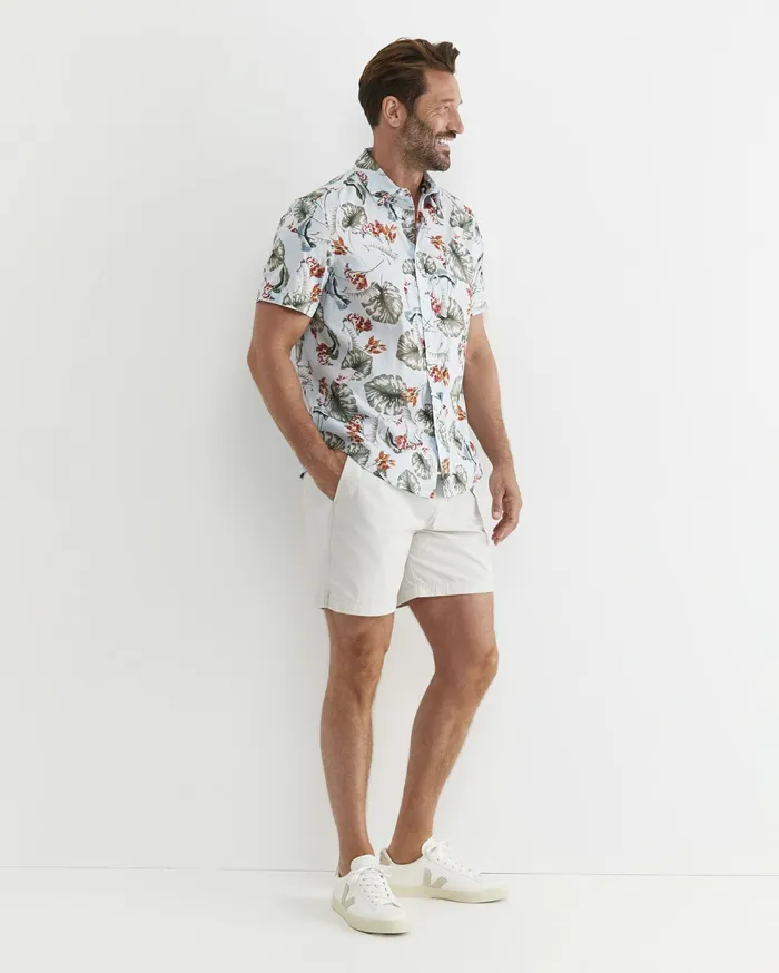 Sportscraft Percy Short Sleeve Cotton Shirt Blue Multi Men Shirts