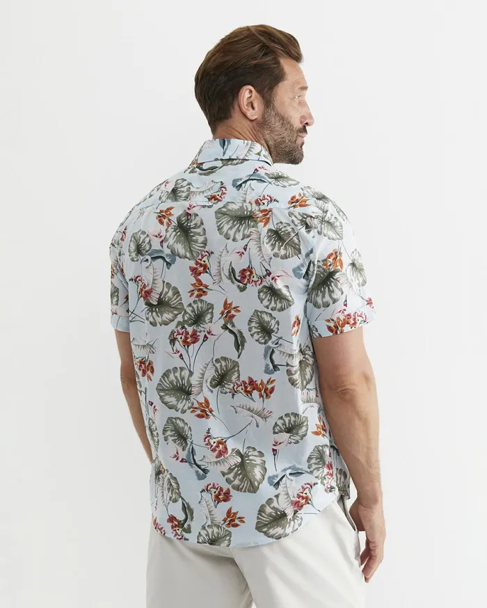 Sportscraft Percy Short Sleeve Cotton Shirt Blue Multi Men Shirts