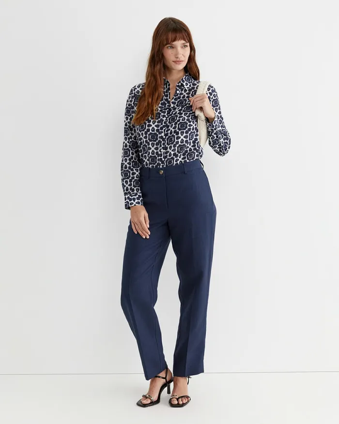 Sportscraft Perry Cotton Silk Shirt Navywhite Women Shirts