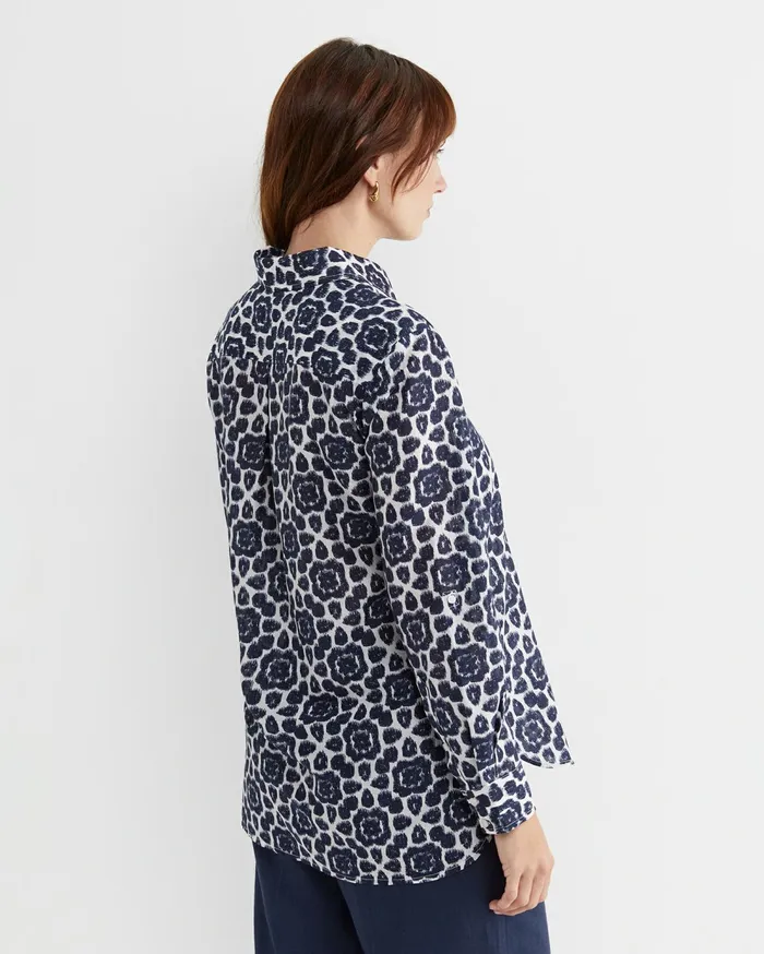 Sportscraft Perry Cotton Silk Shirt Navywhite Women Shirts