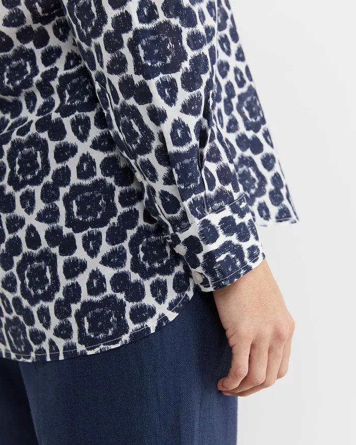 Sportscraft Perry Cotton Silk Shirt Navywhite Women Shirts