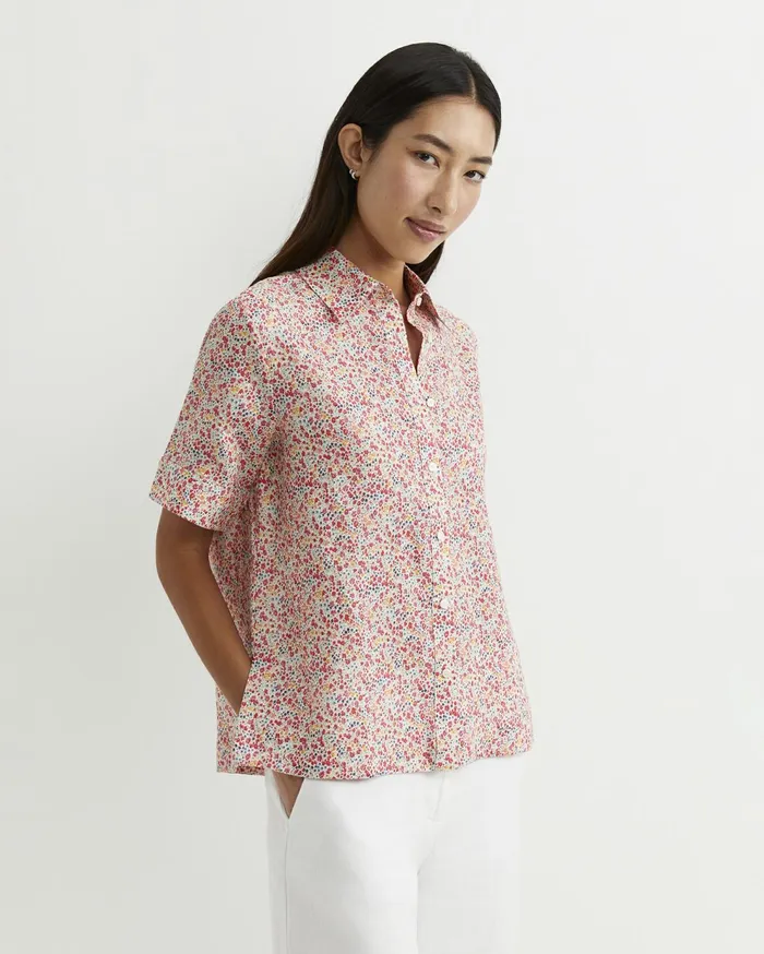 Sportscraft Phoebe Short Sleeve Liberty Linen Shirt Red Multi Women Shirts