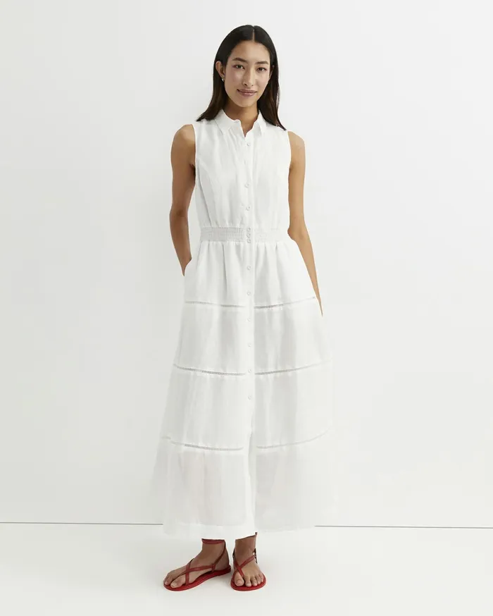 Sportscraft Rory Ramie Maxi Dress White Women Dresses