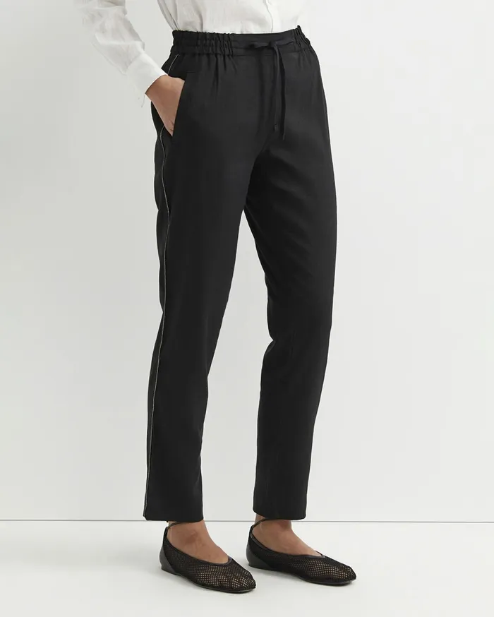Sportscraft Rosa Bead Trim Linen Pant Black Women Pants