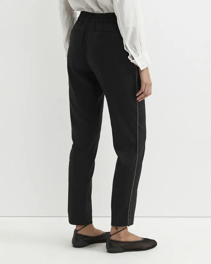 Sportscraft Rosa Bead Trim Linen Pant Black Women Pants