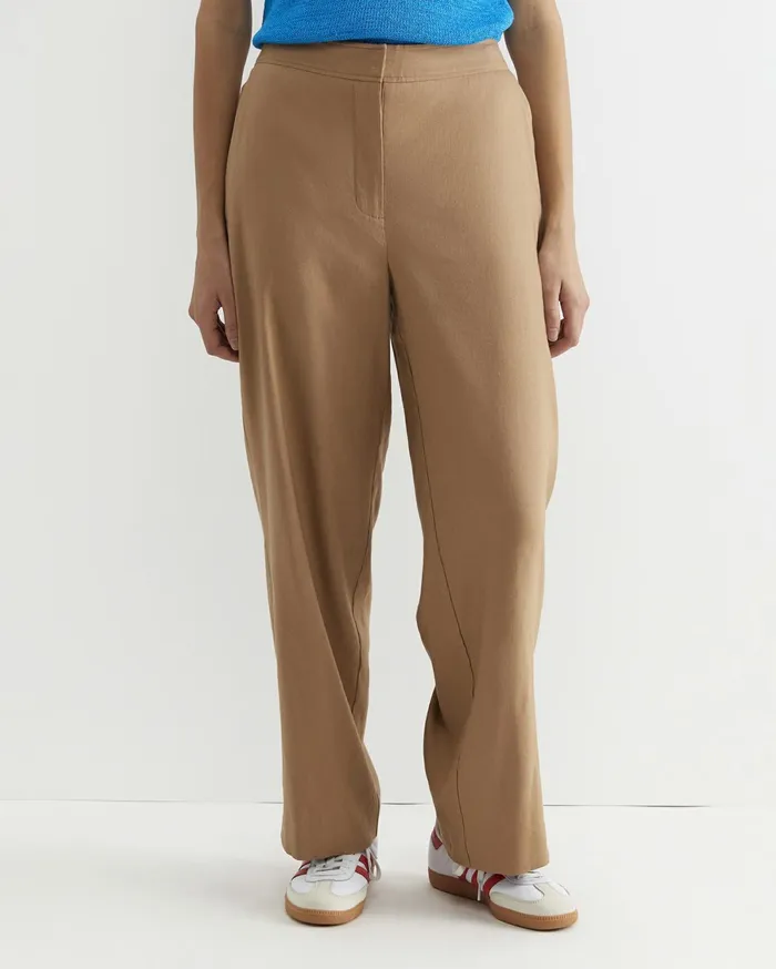 Sportscraft Rosa Wide Leg Linen Pant Tan Women Pants