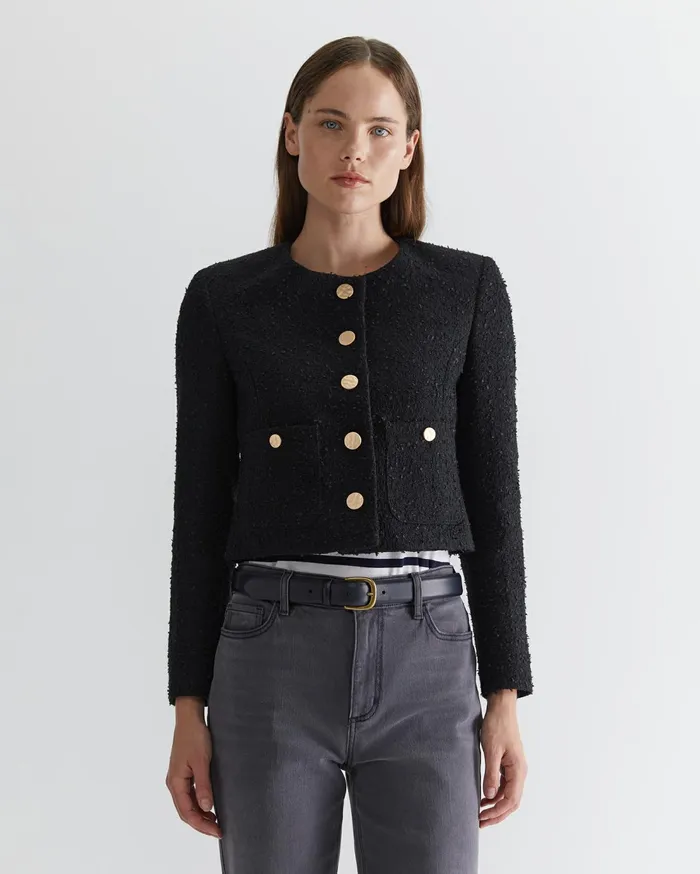 Sportscraft Samah Boucle Jacket Black Women Jackets and Vests