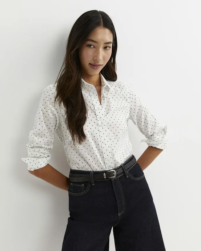 Sportscraft Spot Long Sleeve Lily Voile Shirt Whitenavy Women Shirts