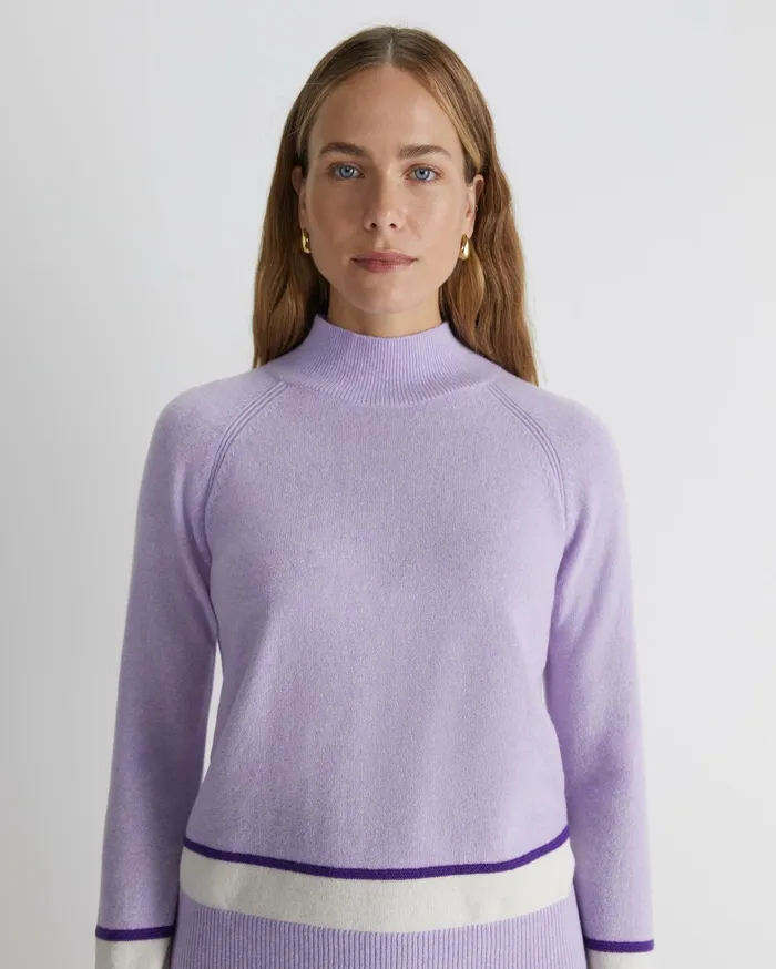 Sportscraft Sunshine Colour Block Wool Sweater Lavender Women Knits and Cardigans