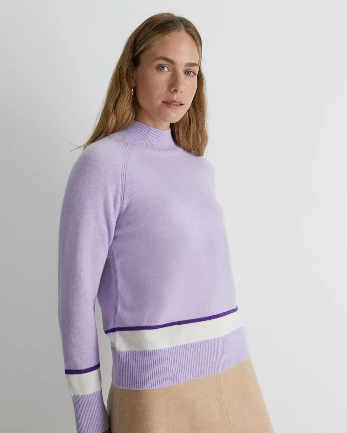 Sportscraft Sunshine Colour Block Wool Sweater Lavender Women Knits and Cardigans