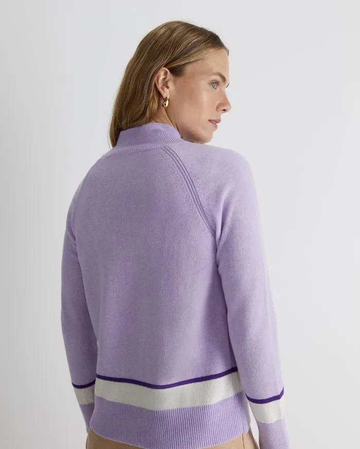 Sportscraft Sunshine Colour Block Wool Sweater Lavender Women Knits and Cardigans