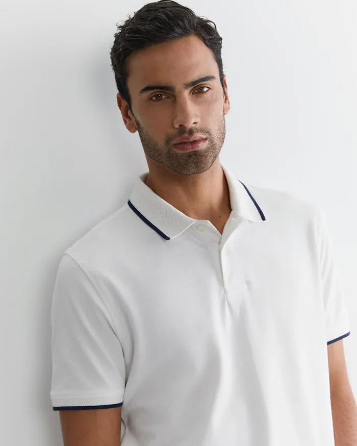 Sportscraft Tipped Pique Polo White Men TShirts and Polos