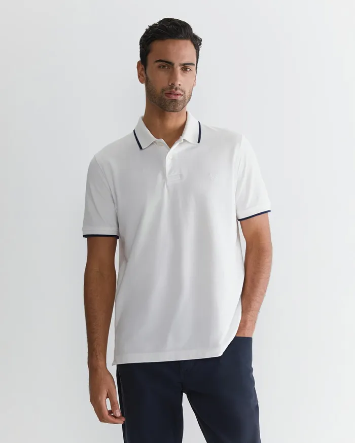 Sportscraft Tipped Pique Polo White Men TShirts and Polos