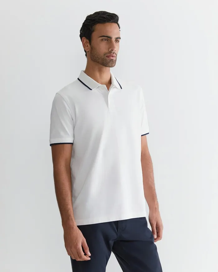 Sportscraft Tipped Pique Polo White Men TShirts and Polos