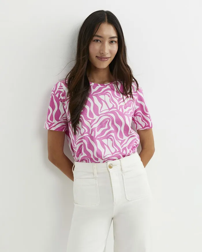 Sportscraft Zola Short Sleeve Mercerised Tee Pinkwhite Women Tops and Tees
