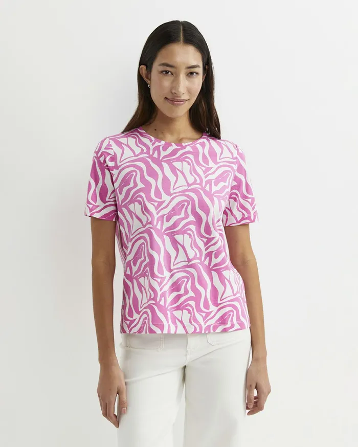Sportscraft Zola Short Sleeve Mercerised Tee Pinkwhite Women Tops and Tees