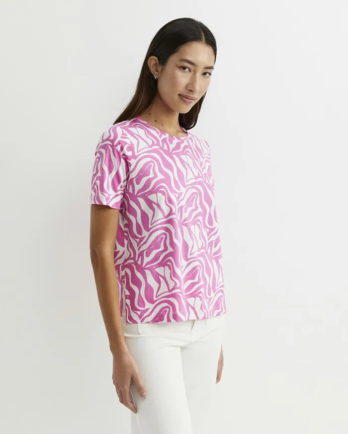 Sportscraft Zola Short Sleeve Mercerised Tee Pinkwhite Women Tops and Tees