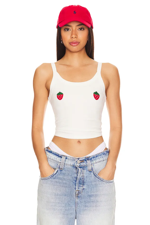Strawberry Tank Top White Women Lovers and Friends Tops