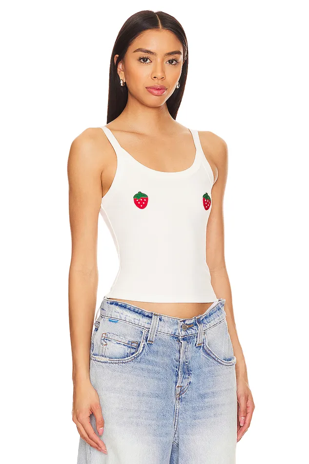 Strawberry Tank Top White Women Lovers and Friends Tops Strawberry Tank Top White Women Lovers and Friends Tops