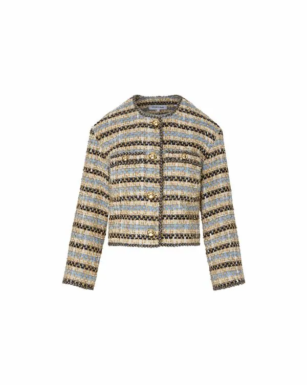Sumira Metallic Tweed Jacket Blueandivory Women Veronica Beard Jackets and Outerwear Sumira Metallic Tweed Jacket Blueandivory Women Veronica Beard Jackets and Outerwear