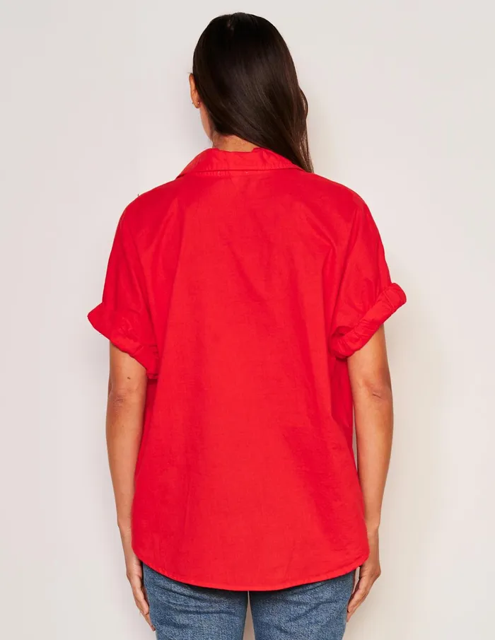 Sundry Clothing Shirting Women Women039s Roll Short Sleeve Shirt In Flare Red Flare Red