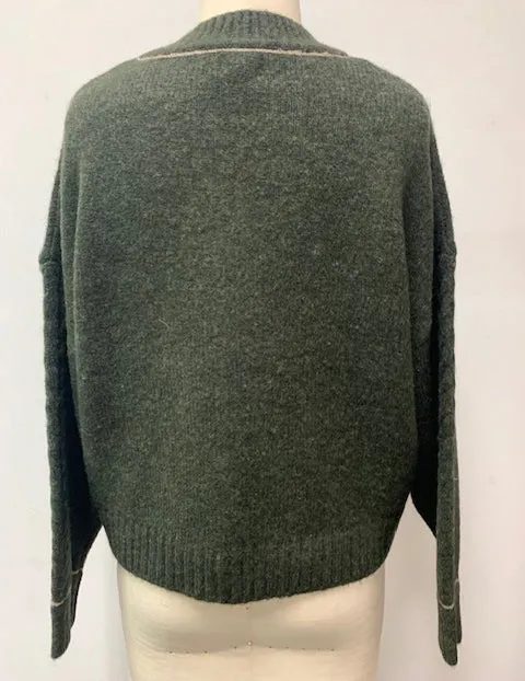 Sundry Clothing Sweaters Women Women039s Cable Sleeve Sweater With Embroidery In Fern Fern Sundry Clothing Sweaters Women Women039s Cable Sleeve Sweater With Embroidery In Fern Fern