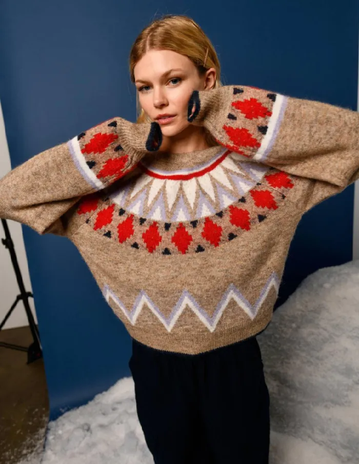 Sundry Clothing Sweaters Women Women039s Fairisle Sweater In Taupe Taupe Sundry Clothing Sweaters Women Women039s Fairisle Sweater In Taupe Taupe