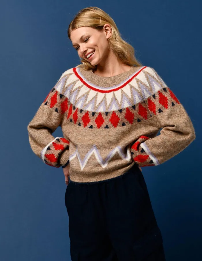 Sundry Clothing Sweaters Women Women039s Fairisle Sweater In Taupe Taupe Sundry Clothing Sweaters Women Women039s Fairisle Sweater In Taupe Taupe