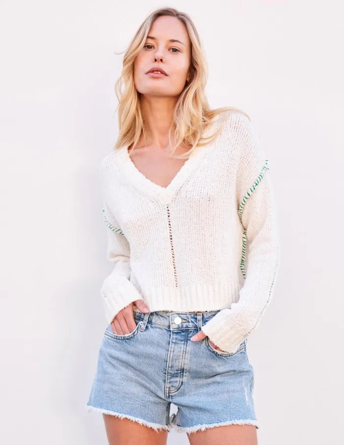 Sundry Clothing Sweaters Women Women039s VNeck Sweater In Cream Cream