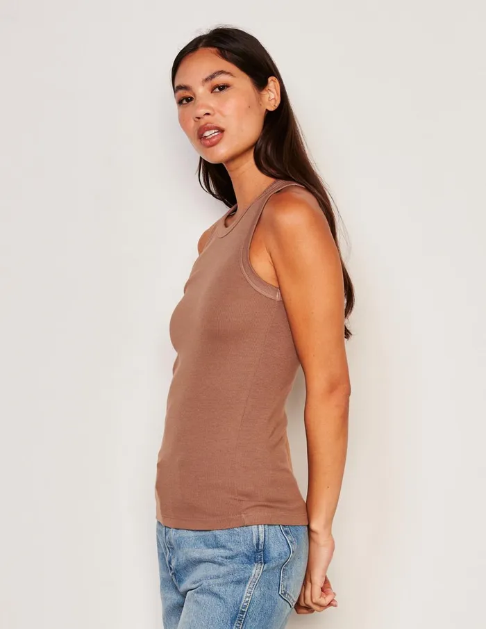 Sundry Clothing Tanks Women Women039s High Crew Tank In Taupe Taupe