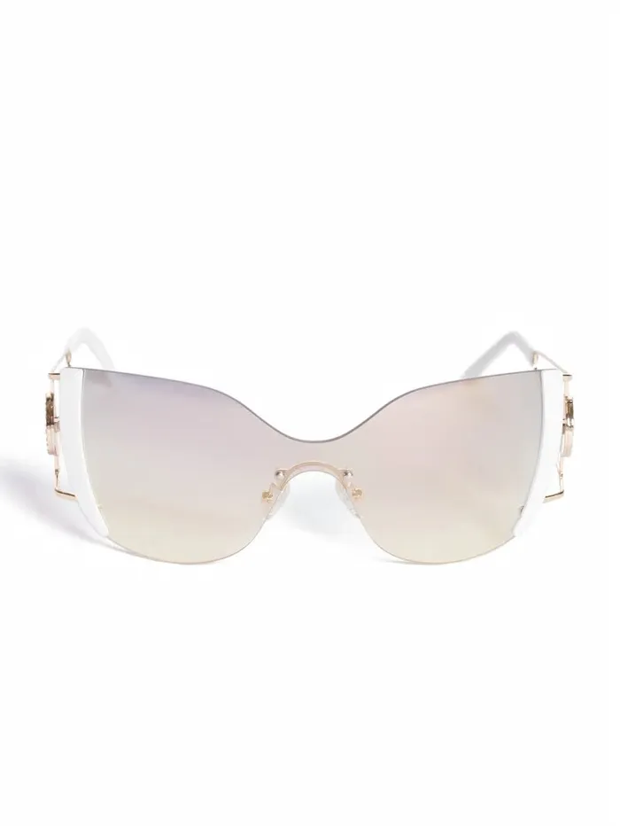Sunglasses Mirrored Rimless Cateye Sunglasses White GUESS Women