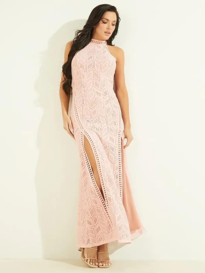Sunset Lace Maxi Dress Pink Roses Multi Dresses and Jumpsuits GUESS Women