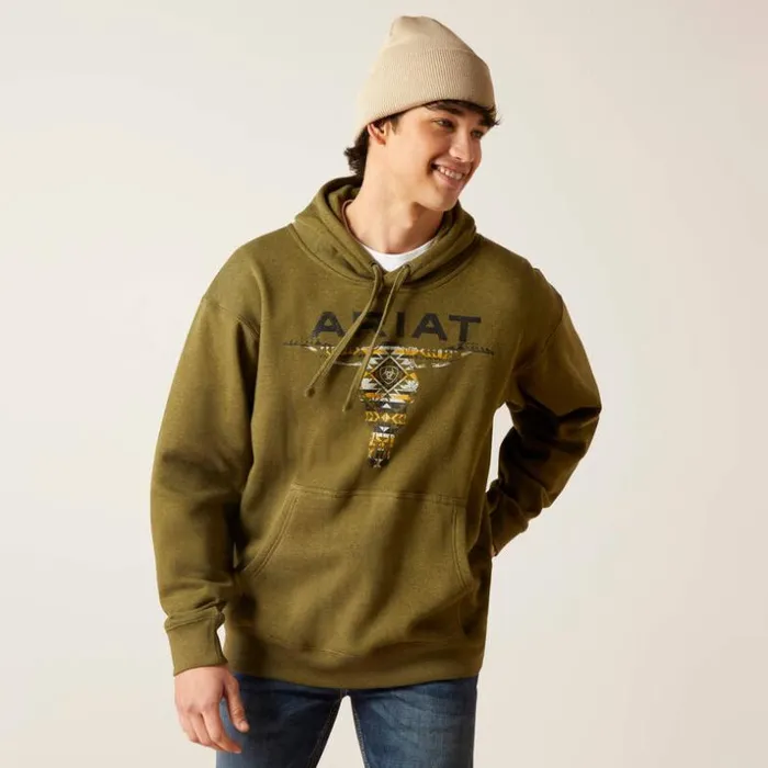 Sweatshirts and Hoodies Men Ariat Blanket Skull Hoodie Peeze Heather