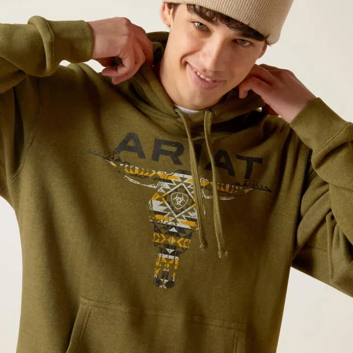 Sweatshirts and Hoodies Men Ariat Blanket Skull Hoodie Peeze Heather