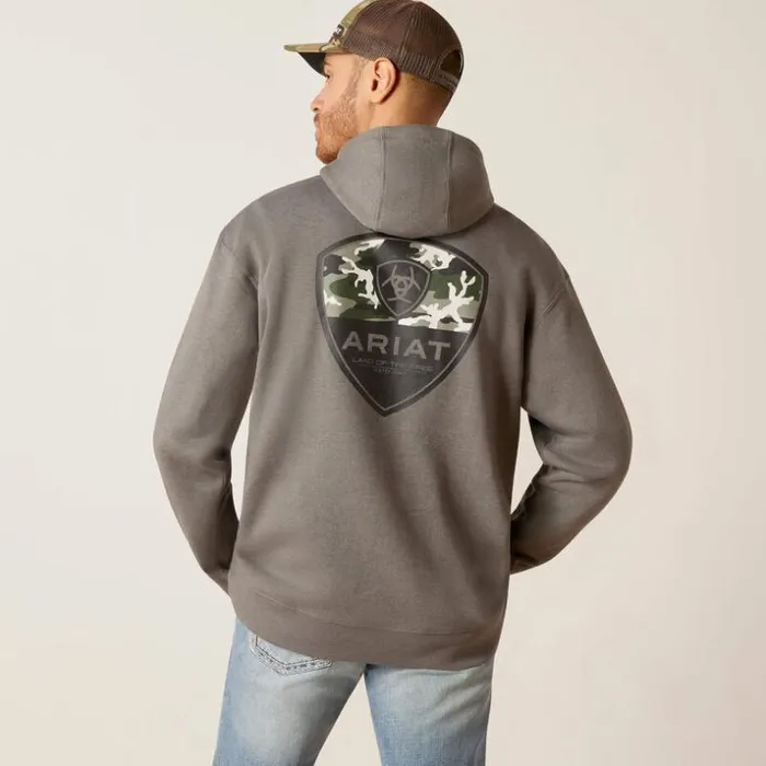Sweatshirts and Hoodies Men Ariat Camo Corps Hoodie Grey Heather