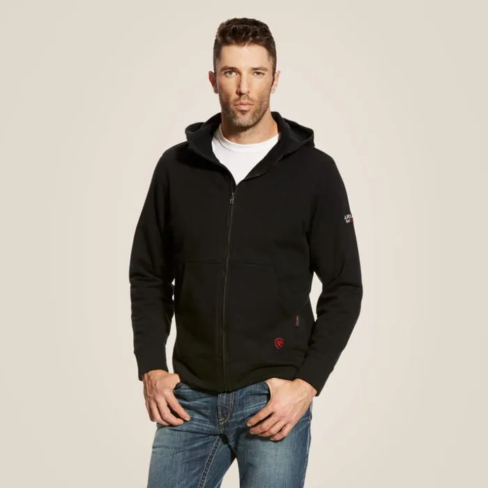 Sweatshirts and Hoodies Men Ariat FR DuraStretch Full Zip Hoodie Black