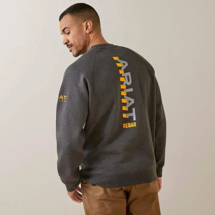 Sweatshirts and Hoodies Men Ariat Rebar Workman Logo Sweater Charcoal Heather