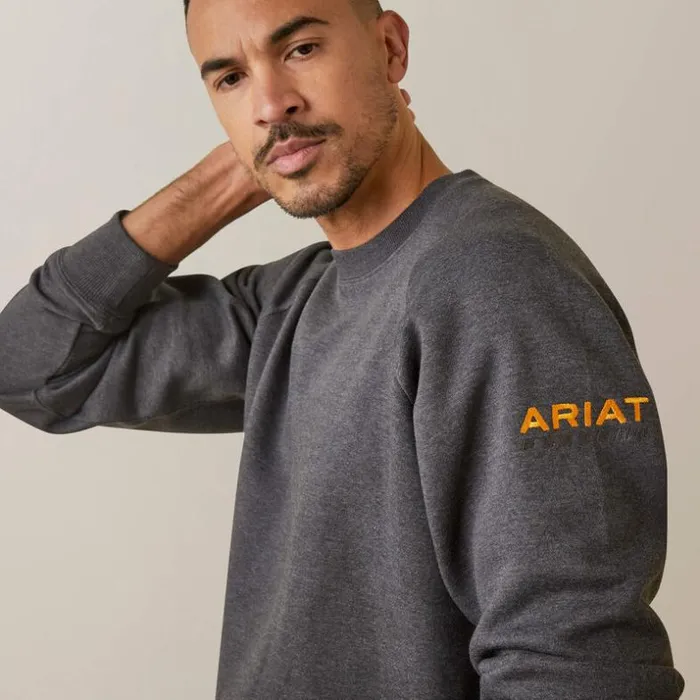 Sweatshirts and Hoodies Men Ariat Rebar Workman Logo Sweater Charcoal Heather Sweatshirts and Hoodies Men Ariat Rebar Workman Logo Sweater Charcoal Heather
