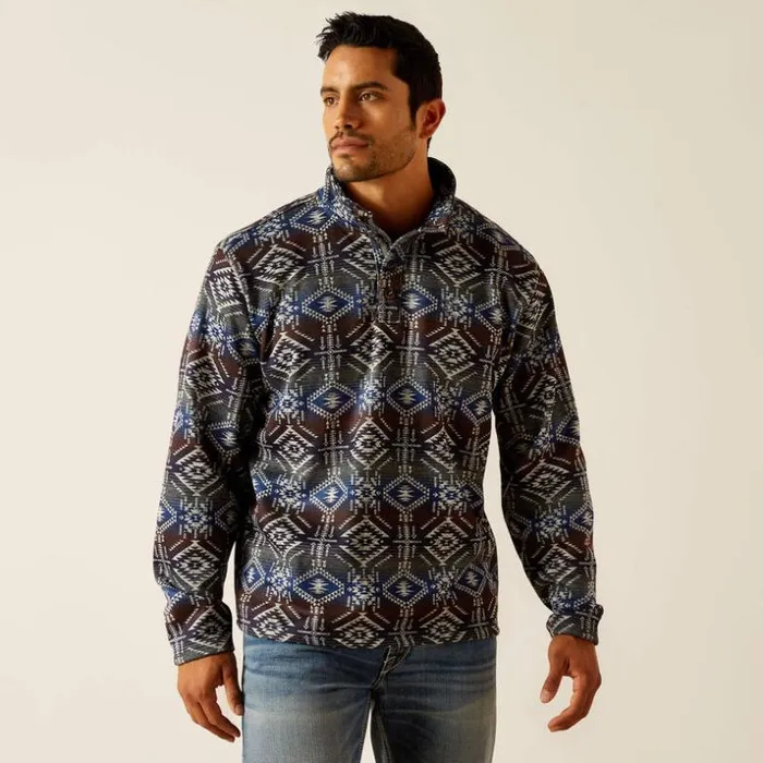 Sweatshirts and Hoodies Men Ariat Wesley Sweater Jetty Gray Serape Print