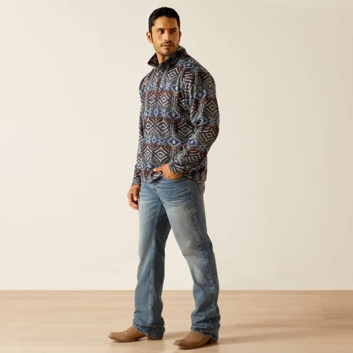 Sweatshirts and Hoodies Men Ariat Wesley Sweater Jetty Gray Serape Print Sweatshirts and Hoodies Men Ariat Wesley Sweater Jetty Gray Serape Print