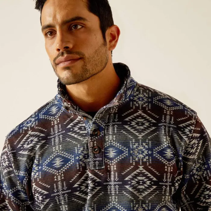 Sweatshirts and Hoodies Men Ariat Wesley Sweater Jetty Gray Serape Print Sweatshirts and Hoodies Men Ariat Wesley Sweater Jetty Gray Serape Print