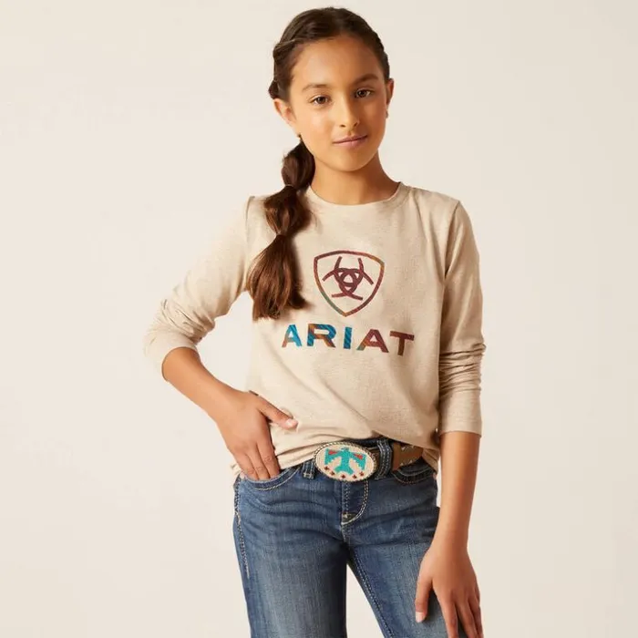TShirts and Polos Kids Ariat Serape Shield Shirt Oatmeal Heather