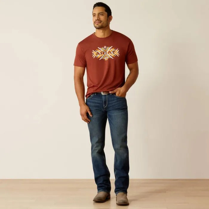 TShirts and Polos Men Ariat Ariat Pueblo Flag TShirt Rust Heather