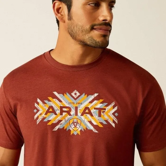 TShirts and Polos Men Ariat Ariat Pueblo Flag TShirt Rust Heather