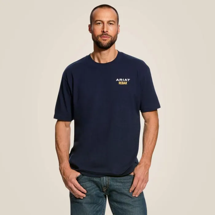 TShirts and Polos Men Ariat Rebar Cotton Strong Logo TShirt Navy