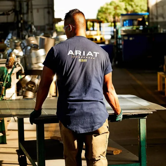 TShirts and Polos Men Ariat Rebar Cotton Strong Logo TShirt Navy