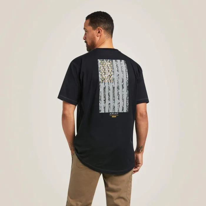 TShirts and Polos Men Ariat Rebar Workman Reflective Flag TShirt Black