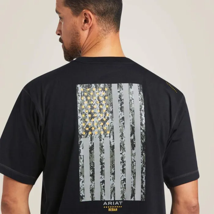 TShirts and Polos Men Ariat Rebar Workman Reflective Flag TShirt Black TShirts and Polos Men Ariat Rebar Workman Reflective Flag TShirt Black