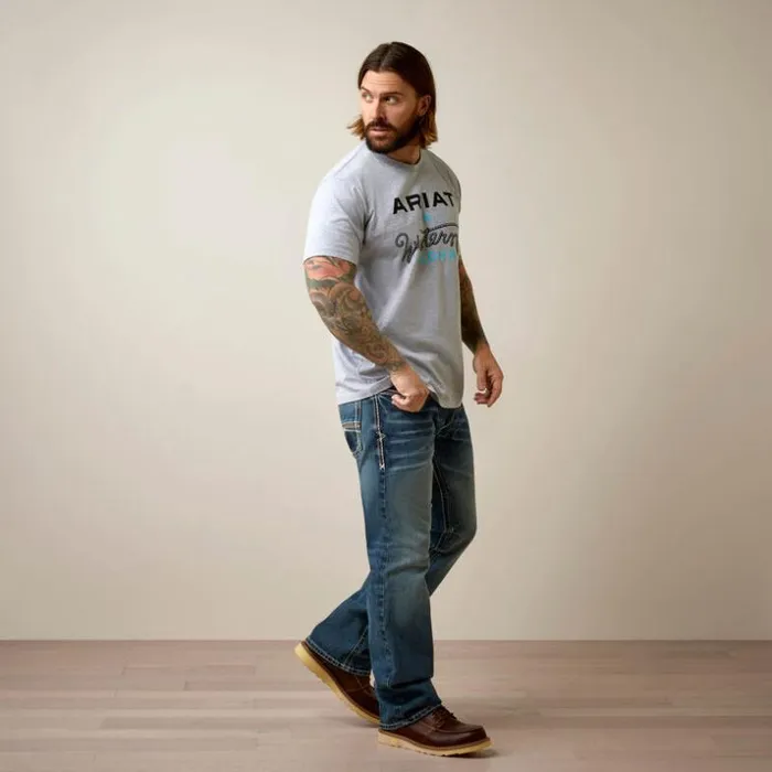TShirts and Polos Men Ariat Roper Western Aloha TShirt Heather Grey