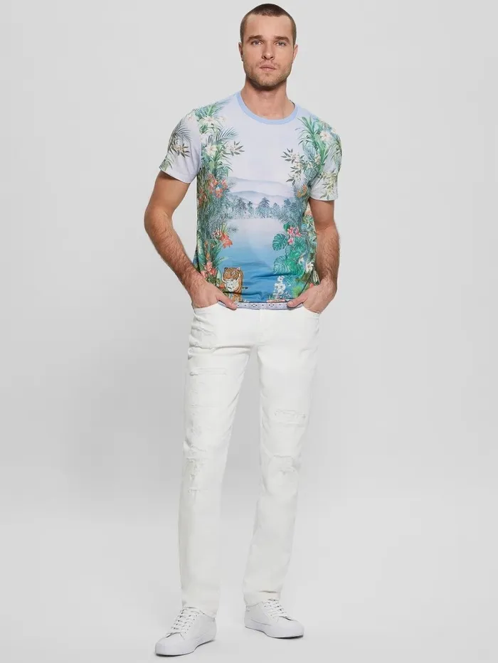 TShirts and Tanks Eco Paradise Tiger Tee Pure White Multi GUESS Men